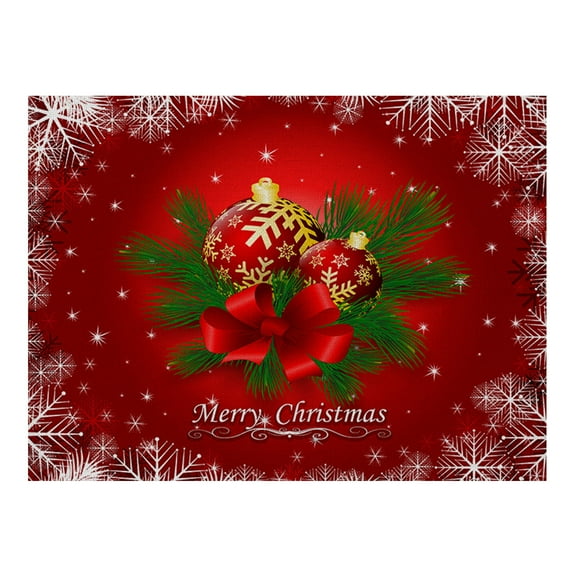 XKHBDL Christmas Placemats, Red Table Mats Merry Christmas Snowflake Placemat Heat Resistant Mat Winter Xmas Holiday Vinyl Place Mat for Dining Table Home Decor, Washable