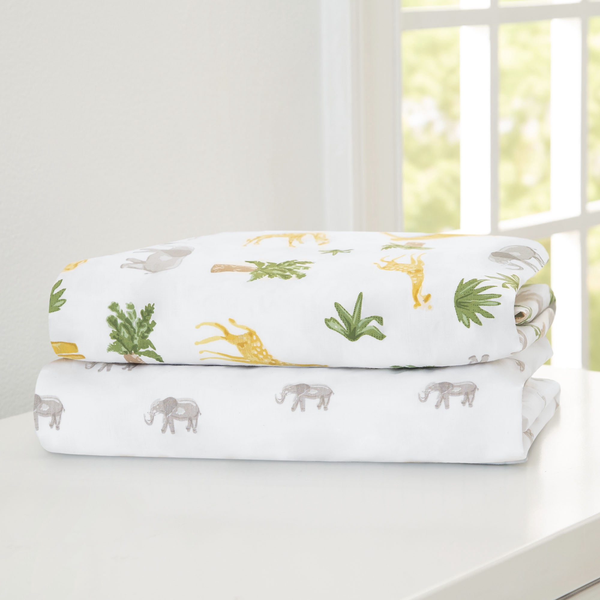 Delta Children Fitted Crib Sheets for Girls and Boys - Crib Sheet for Standard Crib and Toddler Mattresses - 28x52 Inch (Pack of 2), Safari Friends