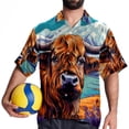 thumbnail image 4 of Yak Men's Short Sleeve Printed Poplin Beach Shirts with Spread Collar - Casual Button Down Summer Tops for Unisex, 4 of 6