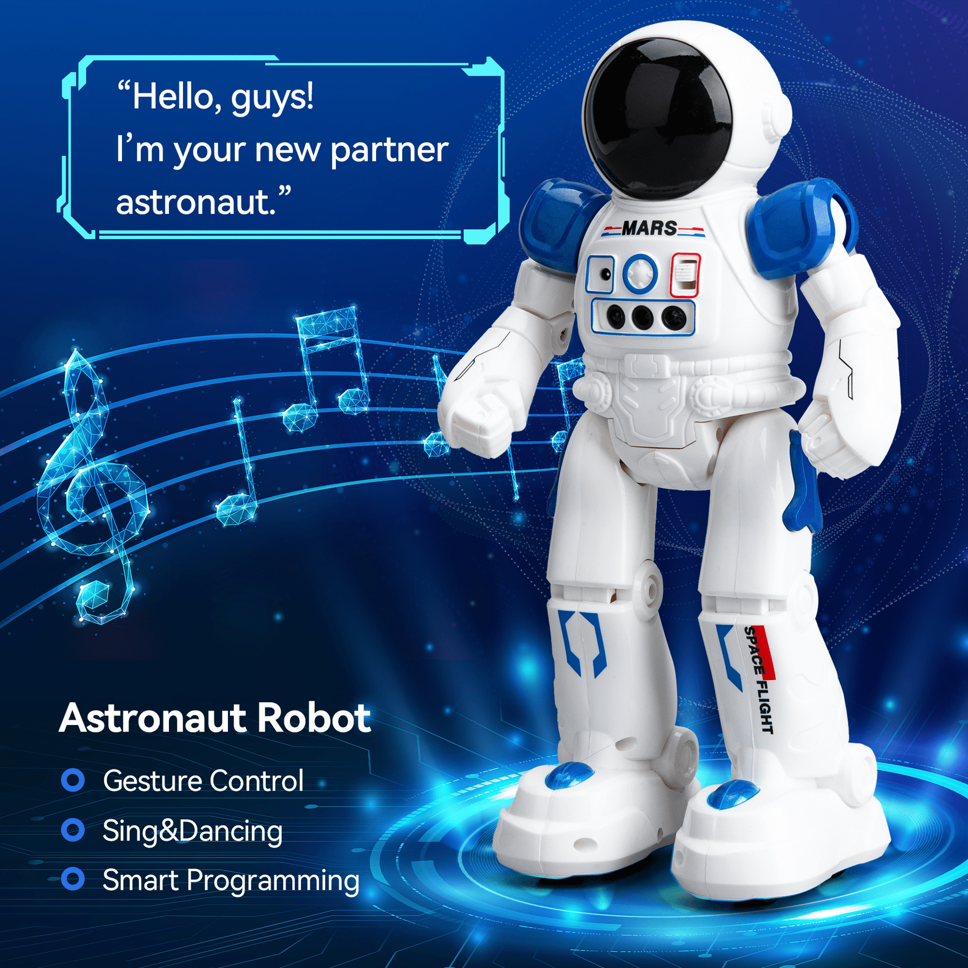 Lvelia RC Robot Toy for Kids,Gesture & Sensing Programmable Interactive Remote Control Singing Dancing Rechargeable Smart Robot with Auto-Demon, Birthday Gift for 3+ Years Old Boys Girls