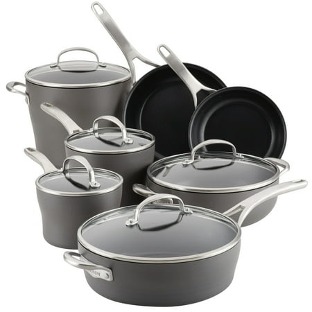Anolon Allure Hard-Anodized Nonstick 12-Piece Cookware Set  Dark Gray