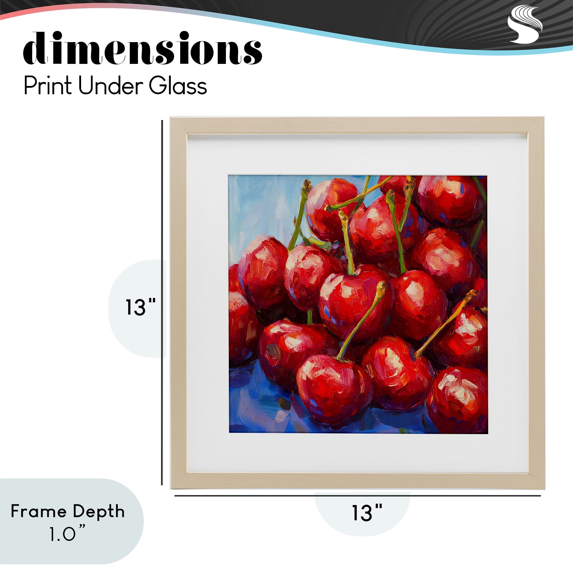 Stupell Industries Luscious Red Cherries of Summer Birch Framed Print Under Glass, design by Petal Prints Design
