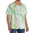 thumbnail image 2 of Honeii Green And Gold Abstract Marble for Men's Short-Sleeved Button-Up Collared Shirt Featuring A Pocket, Perfect for Beach Vacations, And Travel Adventures.-XX-Large, 2 of 5