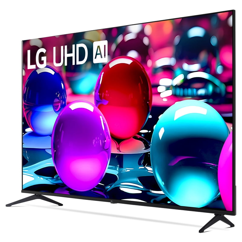 LG 50" 4K UHD UA75 AI Smart TV, 50UA7500 front and back view