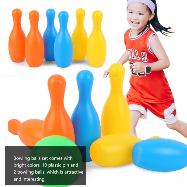 Phenofice 1 Set Tabletop Mini Bowling Game Set ABS Assorted Color Improve Hand Eye Coordination Indoor