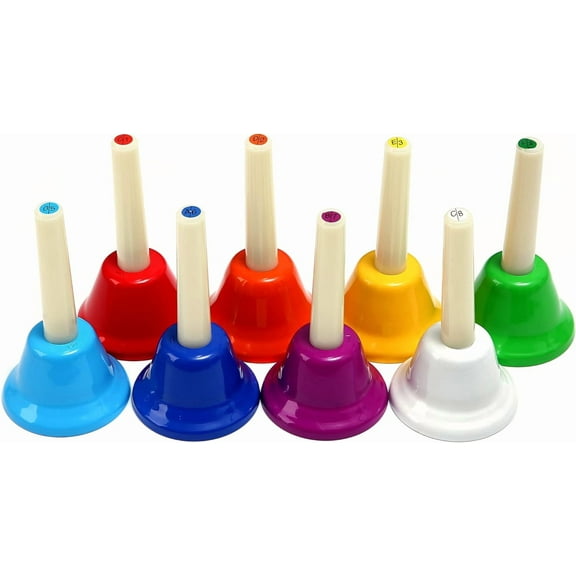 ABPETE 8 Note Hand bells, Colorful Handbells Musical Instrument for Kids Adults School Church Wedding