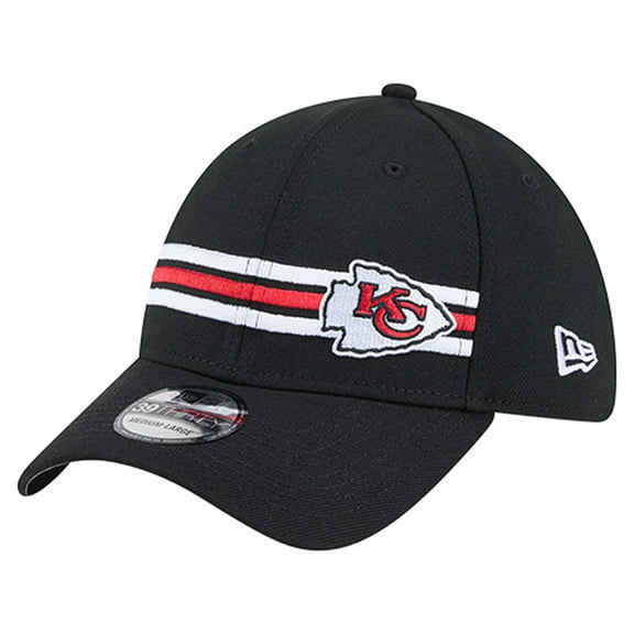Men's New Era Black Kansas City Chiefs Stripes 39THIRTY Flex Hat