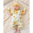 thumbnail image 3 of KIMI BEAR Newborn Baby Girl Layette Set 0-3 Months Shower Gift Sets 4 Packs Romper Pants Sets Long Sleeves Short Sleeves Floral Bodysuit with Hat Gloves 10pcs Yellow, 3 of 7