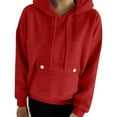 thumbnail image 4 of Red Womens Tops Womens Oversized Hoodies Fleece Sweatshirts Casual Comfy Tops Fall Fashion Outfits 2025 Cute Clothes with Pockets Fall Outfits for Women 2025, 4 of 6