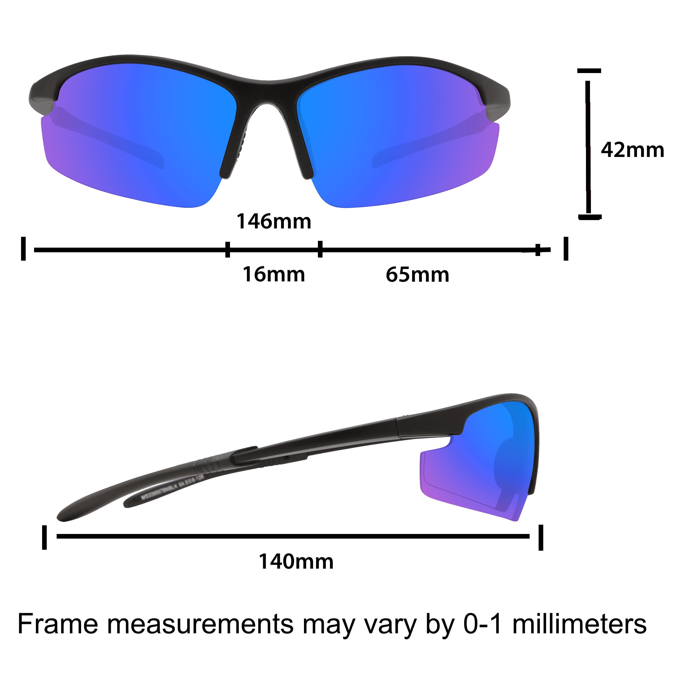 M+ Safety Glasses, Unisex, MS339557BMBLK Lens revo blue, 1 pc