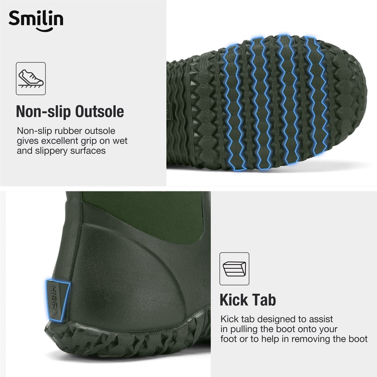 Men\'s Waterproof Ankle Rain Boots Neoprene Insulated Non Slip Garden Work Boots Amazon.com | HISEA Men main image 4