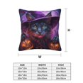 thumbnail image 3 of Halloween Throw Pillow Covers, Halloween Witch Hat Cat Halloween Decorations Square Pillow Cases with Invisible Zipper for Bed Couch Sofa, Farmhouse Halloween Decor-2 Pack 18x18, 3 of 6