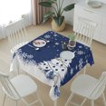 thumbnail image 6 of Navy Blue Christmas Table Cloth Waterproof Tablecloths, Xmas Tree Snowflake Winter Tablecloth Dining Table Cover for Kitchen Party Tabletop Outdoor, Square Tablecloth 60x60 Inch, 6 of 9