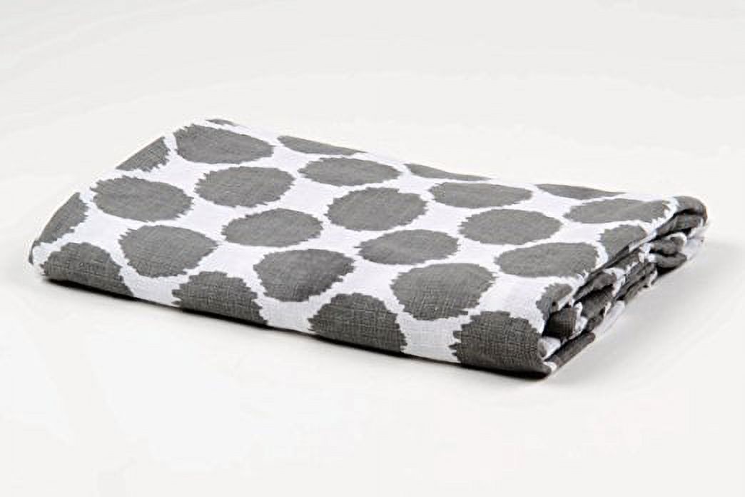 Bacati - Ikat Dots/Damask 4-Piece Crib Bedding Set with 2 Muslin Swadling Blankets, White/Grey