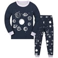 thumbnail image 2 of Gubotare Toddler Boys Girls Cotton Pajamas Set Kids Print jammies Toddler Winter Solid Color Cute Print Long Sleeved Home Wear Baby Clothes Suit Navy,Size 5-6 Years, 2 of 3