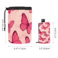 thumbnail image 5 of PhooArto Drawstring Cosmetic Bag, Barrel Shaped Portable Travel Makeup Bags, Retro Pink Butterflies Pattern Large Capacity Waterproof Multifunctional Bucket Toiletry Bag, 5 of 6