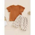 thumbnail image 5 of Toddler Baby 2Pcs Summer Outfits, Short Sleeve Pocket T-Shirt + Checkerboard Shorts Set, 5 of 10