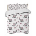 thumbnail image 2 of Cute Elephants Queen Size Down Alternative Comforter, Lightweight Comforter Quilt Bedding Set with Pillow Shams Cartoon Funny Butterflies Pink All Seasons Bed Comforter Duvet Insert 90"x96", 2 of 7
