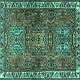 thumbnail image 1 of Ahgly Company Machine Washable Indoor Square Persian Turquoise Blue Traditional Area Rugs, 7' Square, 1 of 4