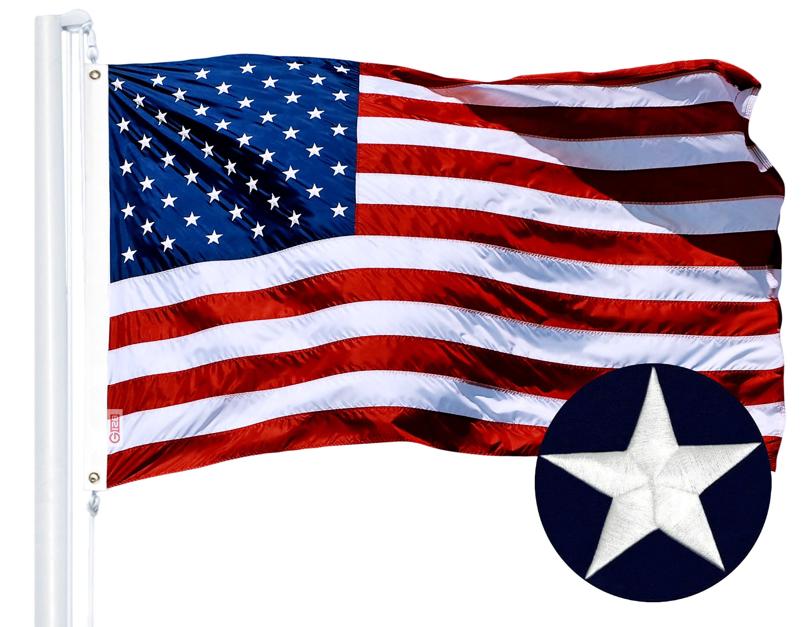 G128 Combo Pack: USA American Flag 3x5 Ft Embroidered Stars & Thin Blue Line Flag 3x5 Ft Embroidered