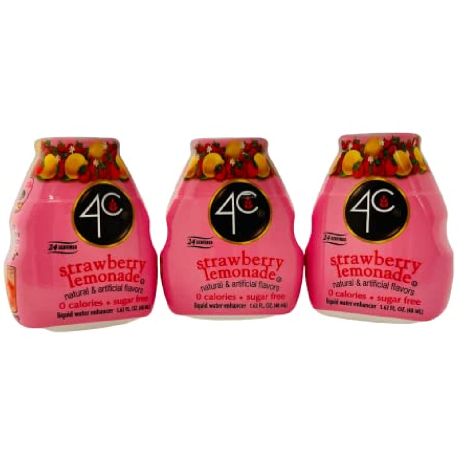 4C Strawberry Lemonade Liquid Water Enhancers 1.62 Fl Oz (Pack Of 3