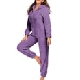 thumbnail image 5 of UQJfacai Womens Fleece Onesies Pajamas Jumpsuit Warm Sherpa Romper Sleepwear One Piece Zipper Cat Ear Hooded Playsuit Loungewear, 5 of 9