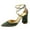 Forest Green, variant on FSJ Women Graceful Chunky High Heels Pointed Closed Toe Pumps Cross Strap D'Orsay Sandals Wedding Dress Bridal Shoes Size 10 Brown