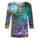 thumbnail image 4 of ICHUANYI Clearance Women's Fashion Printed T-shirt 3/4 Sleeves Blouse Round Neck Casual Tops(Sky Blue, M) ICHUANYI WER2023080807475, 4 of 5