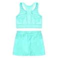 thumbnail image 6 of JanJean Kids Girls Gymnastic Dance Outfit Racerback Crop Top with Shorts Set Sleeveless Yoga Workout Lake Blue 14, 6 of 9