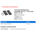 thumbnail image 2 of Connecting Rod Bearing Set - Compatible with 1977 - 1978 Lincoln Mark V 7.5L V8, 2 of 2