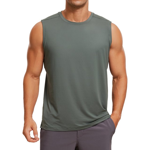 Remera sin mangas para hombre CRZ YOGA de secado rápido gris talla grande