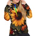 thumbnail image 5 of Yiaed Sunflower Floral Butterfly Print Womens Casual Hoodies Crew Neck Long Sleeve Sweatshirts With Pocket Pullover Tops Women's Hooded Sweatshirt-Large, 5 of 5