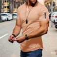 thumbnail image 2 of BKQCNKM Mens Shirts for Men Mens Summer Fashion Casual Solid Color Zipper Pocket T Shirt Short Sleeve Shirt Top Blouse Mens T Shirt, Pink 3XL, 2 of 5