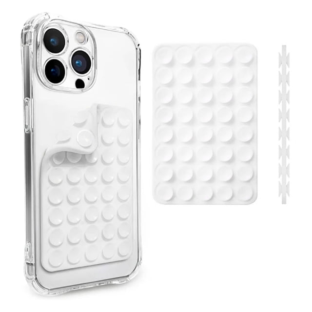 Soporte Celular Ventosa Rectangular Silicona Doble Cara Blanco