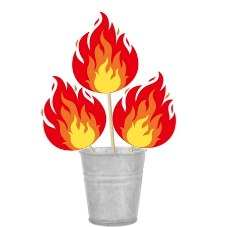 12Pcs Fire Flame PriNst Centerpiece Sticks Flame Theme Centerpieces for Table Fire Flame Birthday Party Decorations for Firefighter Birthday Fire Truck Theme Party Supplies
