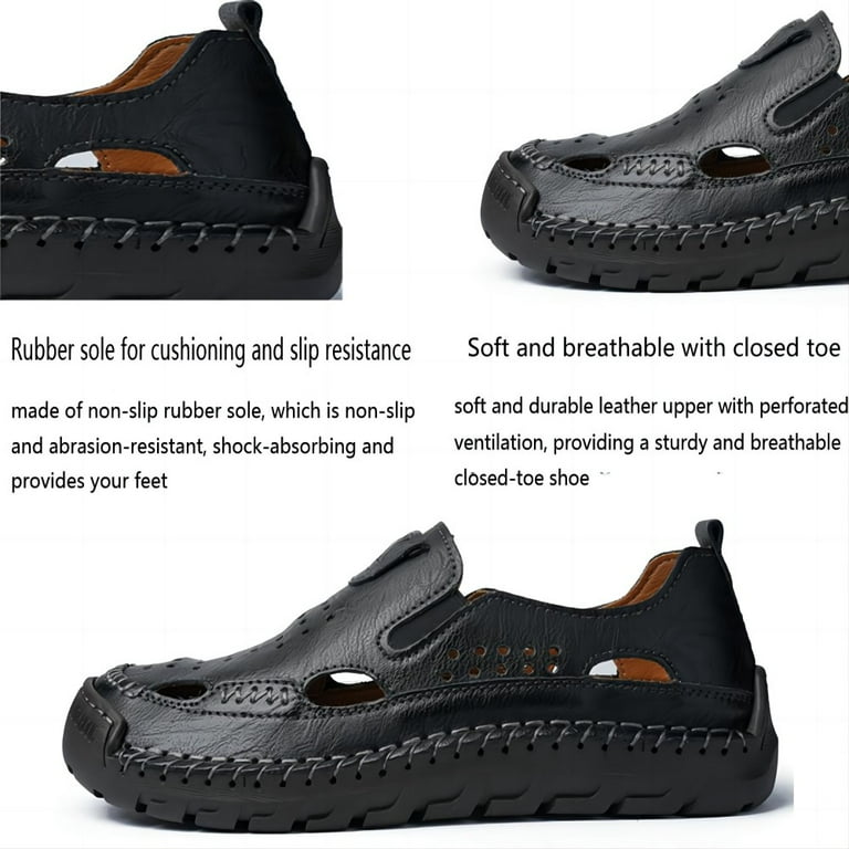 Men\'s Black Closed Toe Outdoor Beach Hiking Rubber Waterproof Sport Sandals Summer Sandals Mens Waterproof Sandals Closed Toe Slip On  main image 4