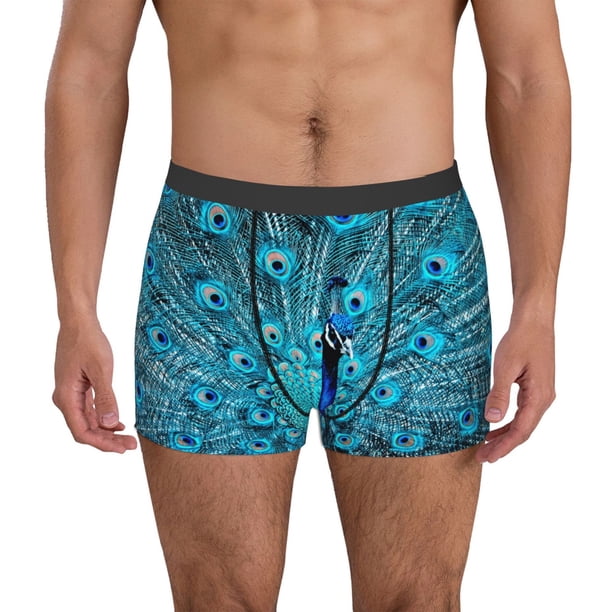 Fotbe Beautiful Blue Peacock Calzoncillos Tipo Boxer con Bolsa de Soporte Total para Hombre, X-Temp Fresco, Transpirable y de Secado Rápido-XX-Large