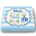 thumbnail image 2 of Personalized Canvas Birth Announcement Nursery Decor Gift, Safari Deer Design, Custom Name, Date, Weight & Length, Unique Boys & Girls Baby Shower Wall Art Presents, Color Blue # 1, Size - 24x24, 2 of 5