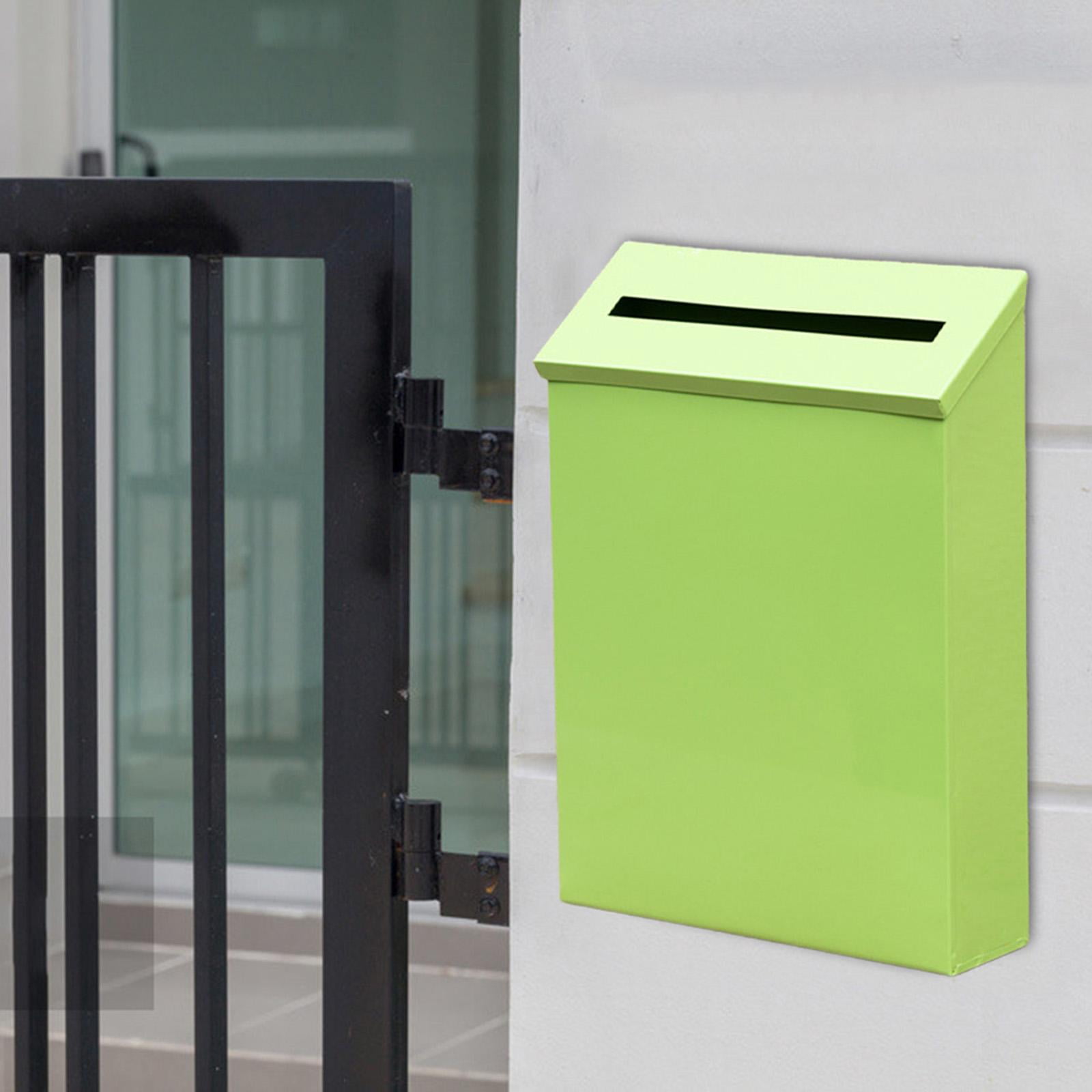Wall Mount Mailbox Drop Box Newspaper Holder Box Decorative Rainproof Letterbox Metal Postbox for Home Office Outdoor Gate Decoration Green