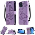 thumbnail image 2 of for iPhone 11 Pro Wallet Case, Kickstand Case with Credit Card Holder, Embossed Butterfly Pattern with Strap Premium PU Leather Magnetic Closure Shockproof Protective Flip Cover 5.8", Purple, 2 of 6