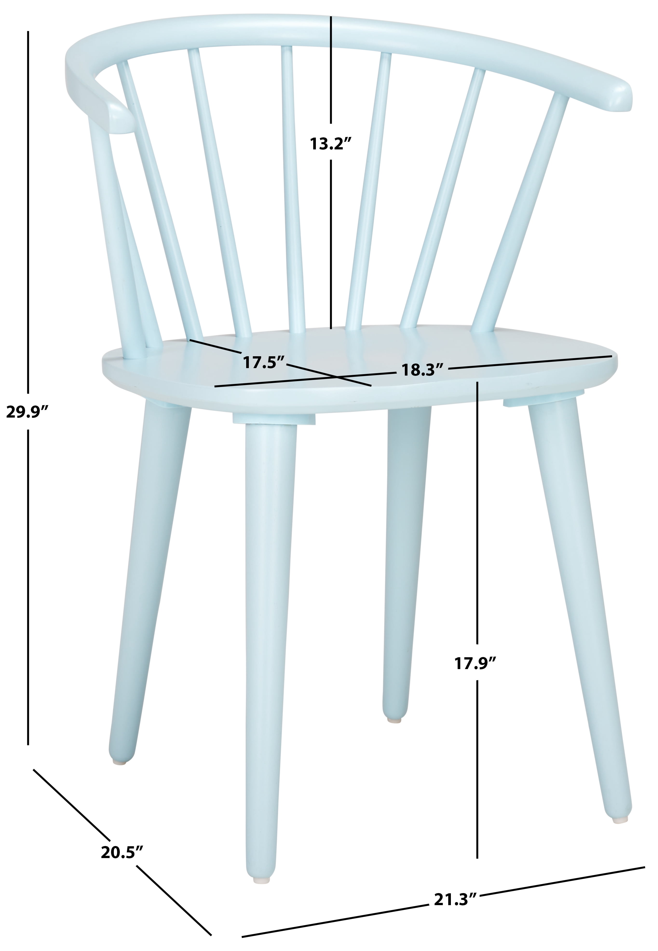 SAFAVIEH Blanchard Contemporary Wood Solid Dining Bistro Chair, Pale Blue (Set of 2)