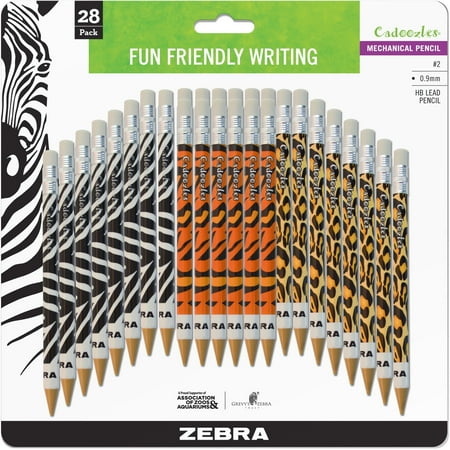 - Zebra Pen, ZEB51628, Cadoozles Animal Print Mechanical Pencils, 28 / Pack