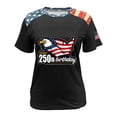 thumbnail image 6 of idosla American 250th Anniversary Rhinestone 3D Printed Design Women's T-Shirt Eagle 1776-2026 America Flag Crew Neck Tee (Blue, 4XL), 6 of 6