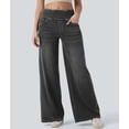 thumbnail image 5 of Jeans for Women High Waisted Pull on Baggy Jeans Straight Casual Denim Pants with Pockets Gray XL, 5 of 9