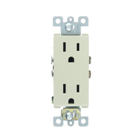Sunlite 15A Ivory E526 Deco Duplex Electrical Outlet