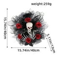 thumbnail image 3 of Kezqiaxn Halloween Decorations Wreaths for Front Door Halloween Red Rose Skull Mesh Flower Ring Door Hanging Ghost Festival Bar Party Terrifying Skull Head Decoration 35x35Cm, 3 of 9