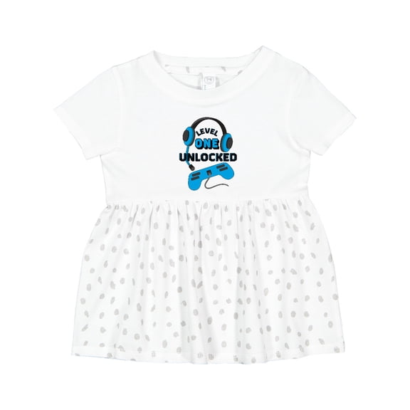 Inktastic Level One Unlocked Blue Video Game First Birthday Girls Baby Dress