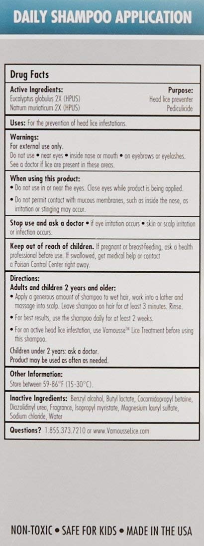 Vamousse Lice Prevention Daily Shampoo Application 8 oz