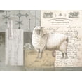 thumbnail image 2 of Babbitt, Gwendolyn 14x12 Gold Ornate Wood Framed with Double Matting Museum Art Print Titled - Sheep On Ephemera II, 2 of 4