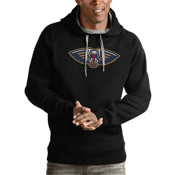 Men's Antigua Black New Orleans Pelicans Team Logo Victory Pullover Hoodie